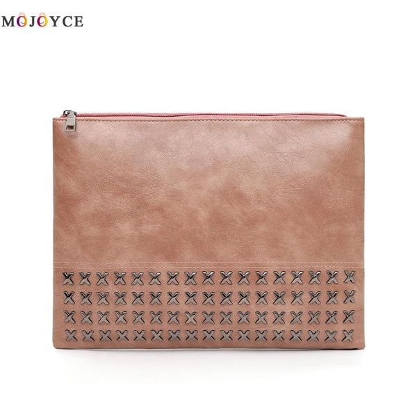 

rivet clutch women casual envelope bag pu leather daily money phone pouch
