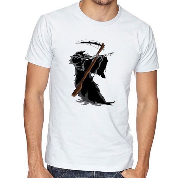 

мужская куртка круглый вырез с короткими рукавами футболка личность хэллоуин серии отбеливатель печатный дикий рубашка корейская версия, White;black