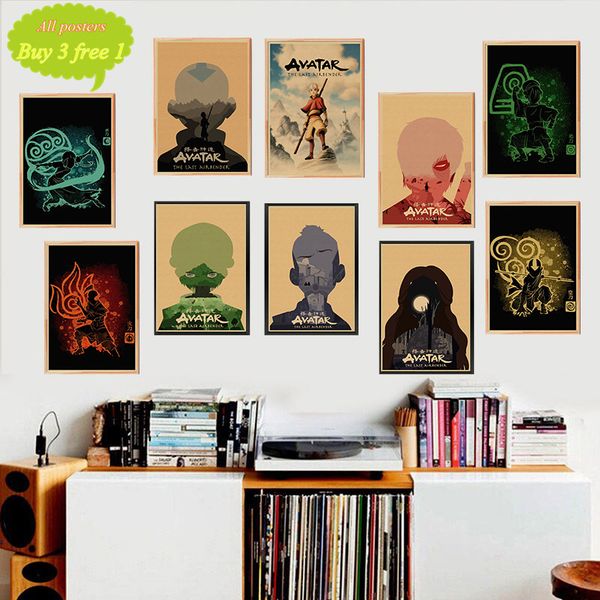 

avatar the last airbender aang katara cartoon kraft posters and print wall art painting wall picture for living room home decor