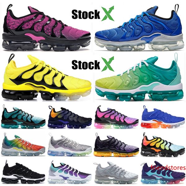 

triple black white tn plus running shoes men women designer shoes bleached aqua overbranding lemon lime bumblebee grape sport sneakers 5-11