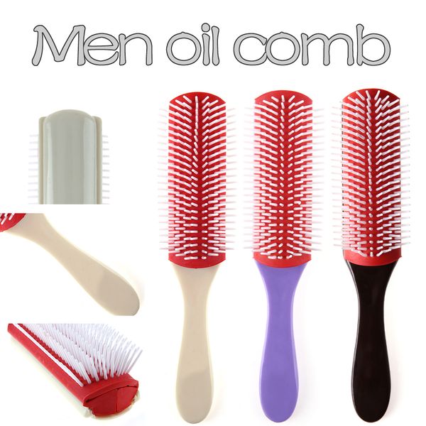 

anti-static 9 rows hair brush handcraft hairbrush hairdressing scalp massager hair comb styling tools health for men women, Silver