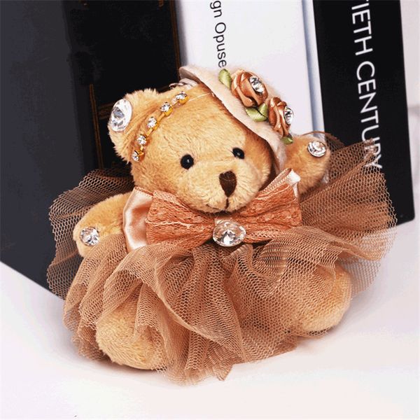 

10cm lovely couple teddy bear with cloth plush toys dolls stuffed toy keychain kids baby children girl birthday christmas gift