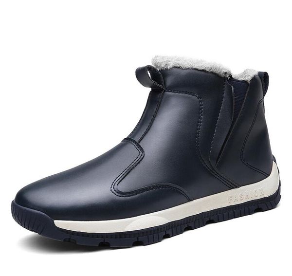 

large size 39-48 winter boots plush keep warm men slip on boots thick sole non-slip men work waterproof boot shoe, Black