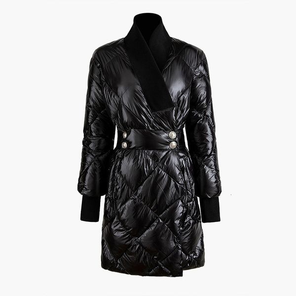 

black asymmetrical split cotton-padded coat long sleeve loose fit women parkas fashion tide new autumn winter 2020 1n074