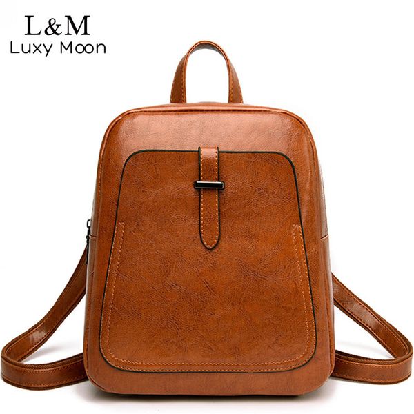 

retro backpack female women leather shoulder bag ladies school bags for teenage girls travel daypacks mochilas mujer 2019 xa316h