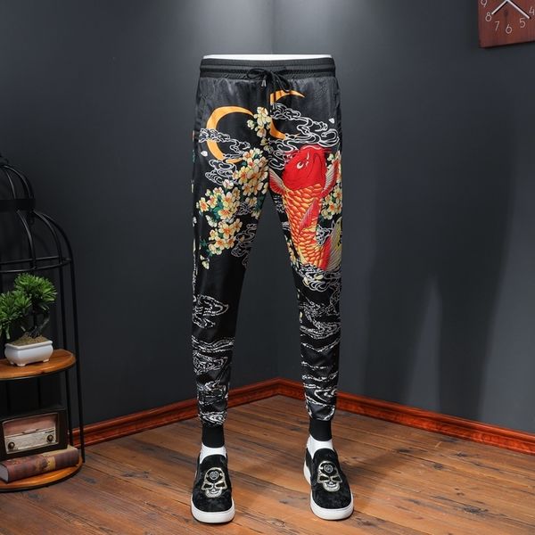 

pantaloni uomo moda hombre 2020 summer fashion brand pantalon hombre mens joggers pants slim fit print harem pants men trousers, Black