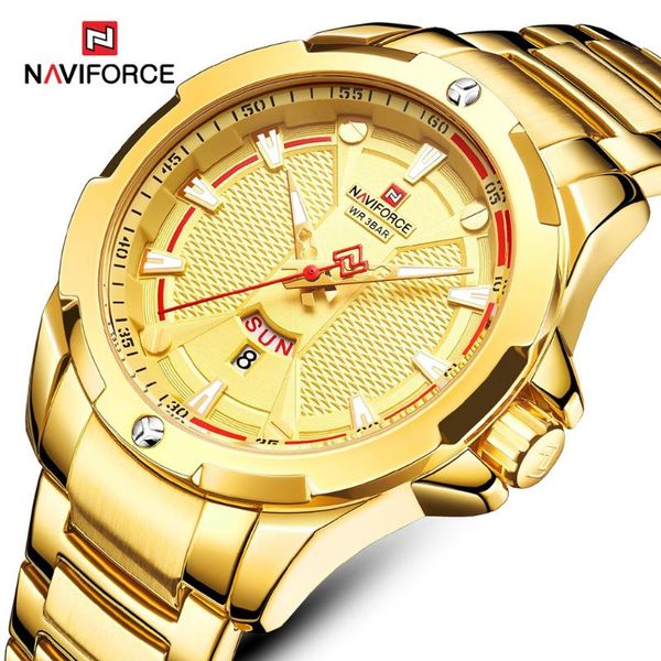 

naviforce fashion mens golden watches men quartz watch waterproof wristwatches male gold clock relogio masculino 2020, Slivery;brown