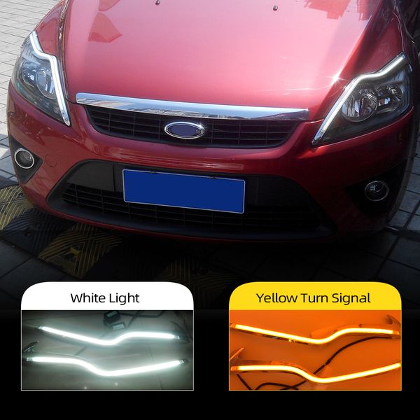

2pcs for ford focus 2 mk2 2009 2010 2011 led car headlight eyebrow decoration yellow turn signal drl led daytime running light