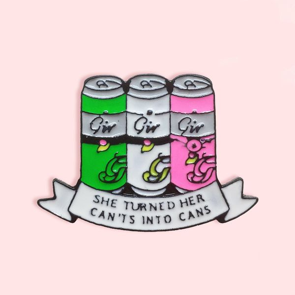 

cans brooches she turned her can'ts into cans creative fashion accessories cartoon gift for girl backpack pendant pins, Gray