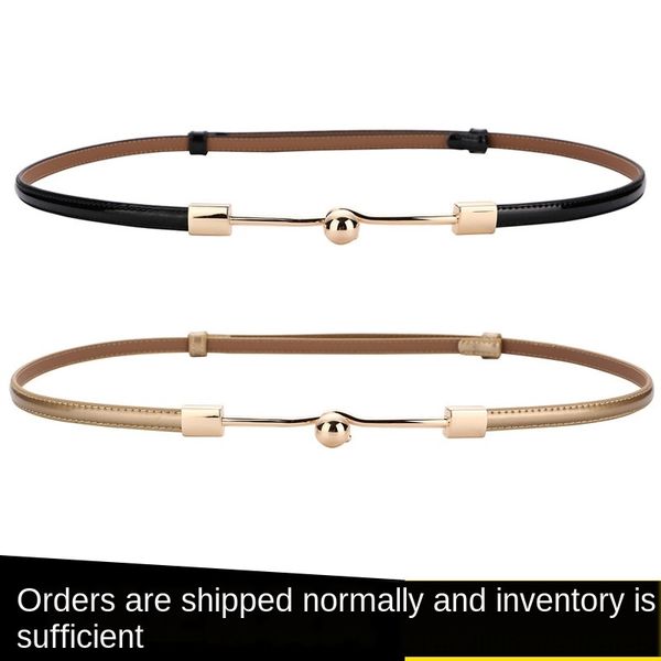 

unugz women's thin cowhide patent all-match adjustment buckle women's leather thin belt cowhide patent leather belt all-match adju, Black;brown