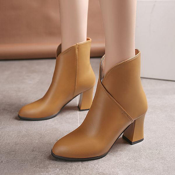 

2018 autumn and winter new boots with velvet warm simple boots, Black
