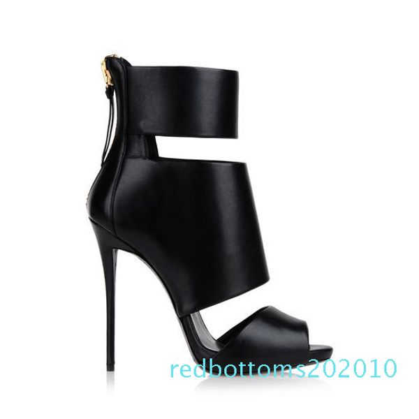 

2018 new fashion shoes gladiator women sandals peep toes cut outs zip black stiletto heels party shoes woman feminino melissa sandalia r10