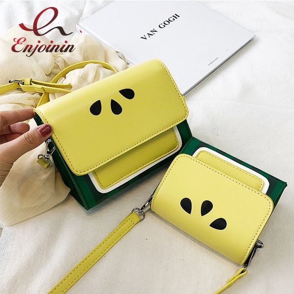 

симпатичные novel желтый красный арбуз pattern женщины повседневная кошельки и сумки на ремне crossbody мини сумка для молодой девушки болса