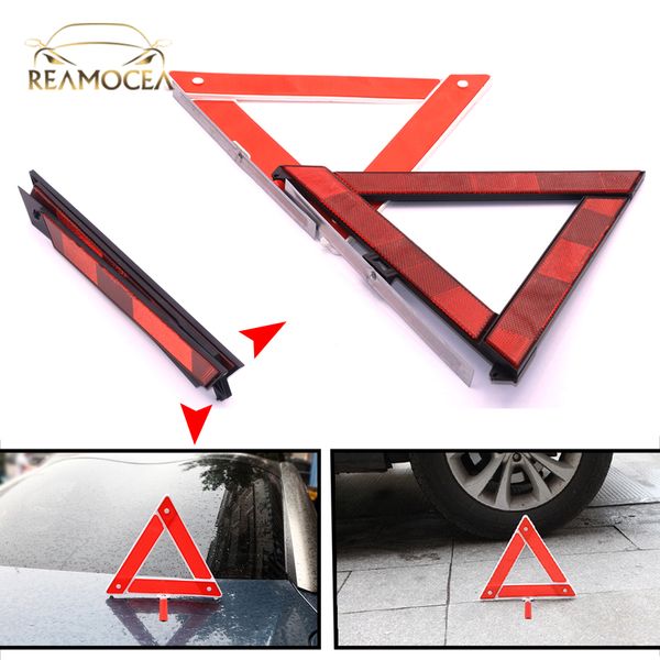 

reamocea 1pc universal red car vehicle emergency breakdown warning sign triangle reflective road safety folded stop