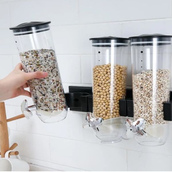 

acrylic double cereal dispenser machine tank kitchen storage box grain grain container multi-grain barrel household #n