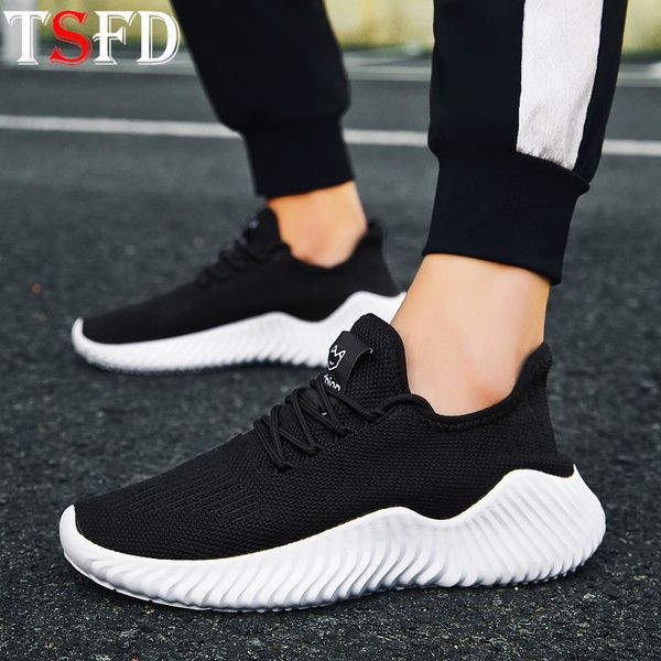 

mesh men's sport shoes chunky sneakers lace up men running shoe men's sports walk summer plus size jogging shoes black shoe v13