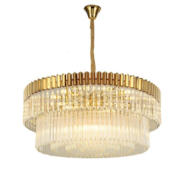 Modern Round Crystal Chandelier Light Gold Luxury Pendant Chandeliers Lighting Living Room Bedroom Adjustable Height Led Hanging Lamps Lantern