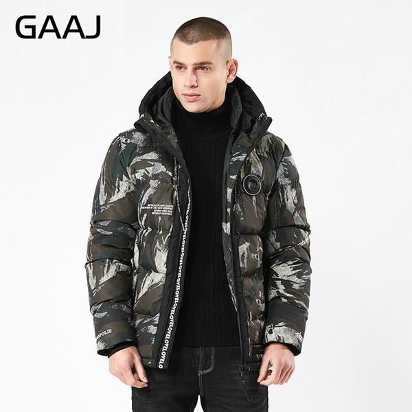 

gaaj камуфляж parka mens вниз куртка осень и зима теплая куртка с капюшоном мужчин толстые одежда мужская повседневная camo пальто, Black