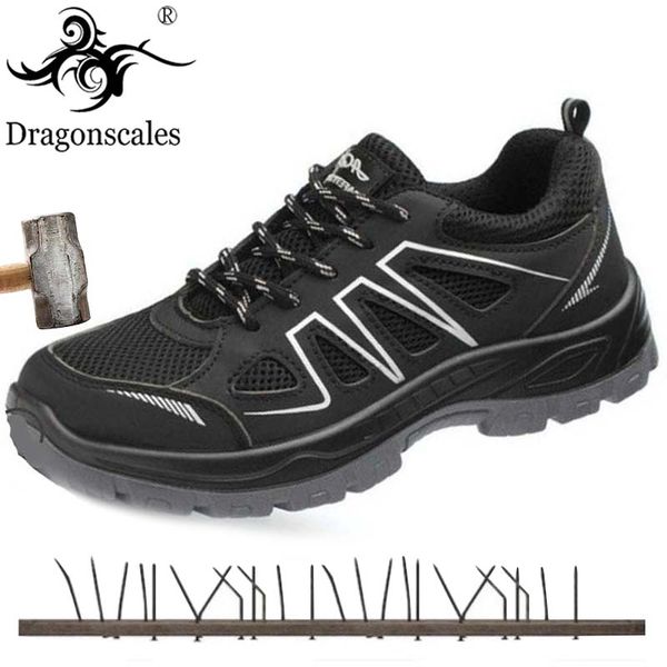 

dropshipping 2019 men and women steel toe air safety boots indestructible shoes puncture-proof work sneakers breathable shoes, Black