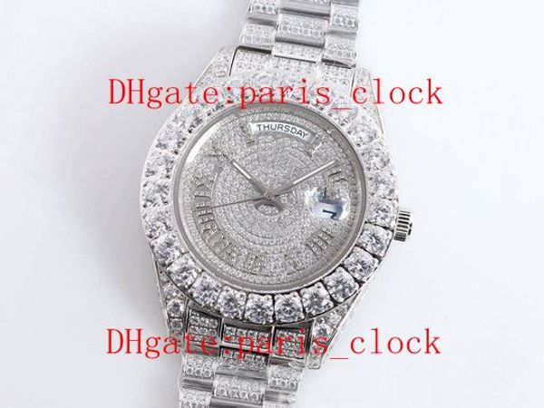 

sf all ice drill rome face big diamond watch ring luxury fashion men watch with 316 stainless steel 2813 automatic movement timing precision, Slivery;brown