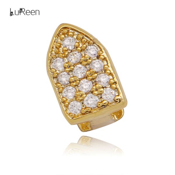 

lureen luxury iced out cz grills хип-хоп золотые зубы grillz topbottom grill стоматологические шапки с одним зубом vampire tooth jewelry, Black