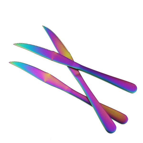 

высокое качество нержавеющей стали красочный ужин ножи матовый steak knife western style dinner ножи electroplate посуда ножи