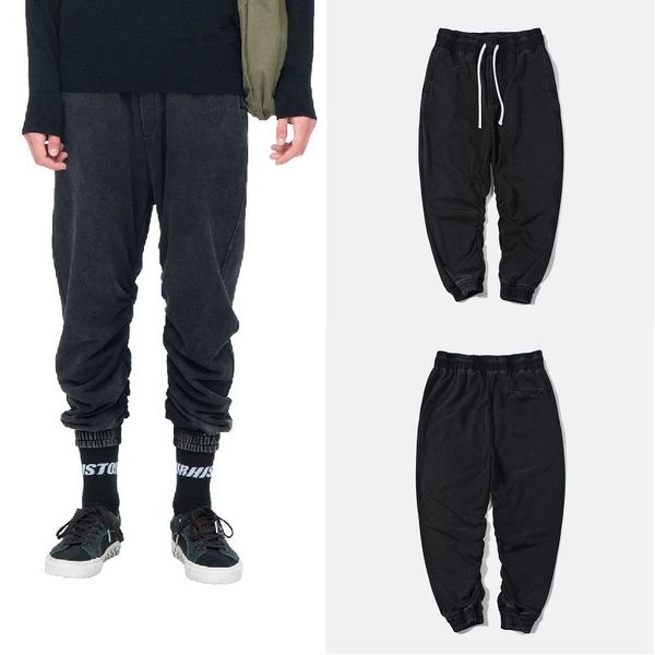 

fashion mens sweater pants fashion vintage washed drawstring loose pants mens designer street style hip pop pants, Black