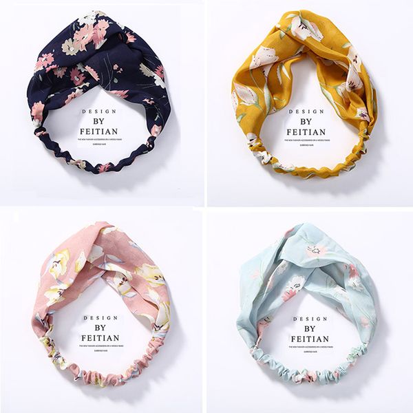 

new knot turban headband floral elastic hairband head hoop striped hair accessories for women girl twisted knotted head wrap