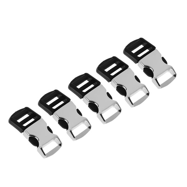 

5x metal side release buckles for paracord bracelets black + silver 32*15mm Â for webbing