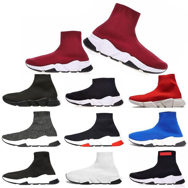 

new style men women speed trainer fashion luxury sock shoe black white blue glitter flat brand mens trainers runner sneaker eur 36-45