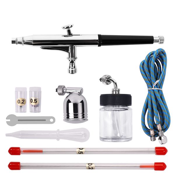 

spray gun portable needles & nozzles dual action airbrush air compressor kit craft cakepaint art pneumatic power tools