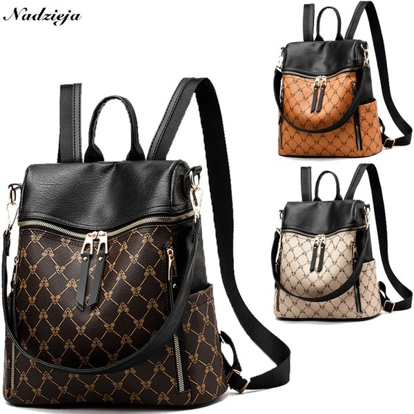 

2019 new mochila feminina women backpack pu leather retro female schoolbags teenage girl travel books rucksack shoulder bags