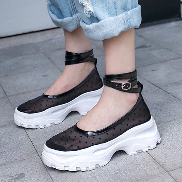 

lapolaka women's genuine leather air mesh ladies polka dot shoes woman casual summer flats, Black