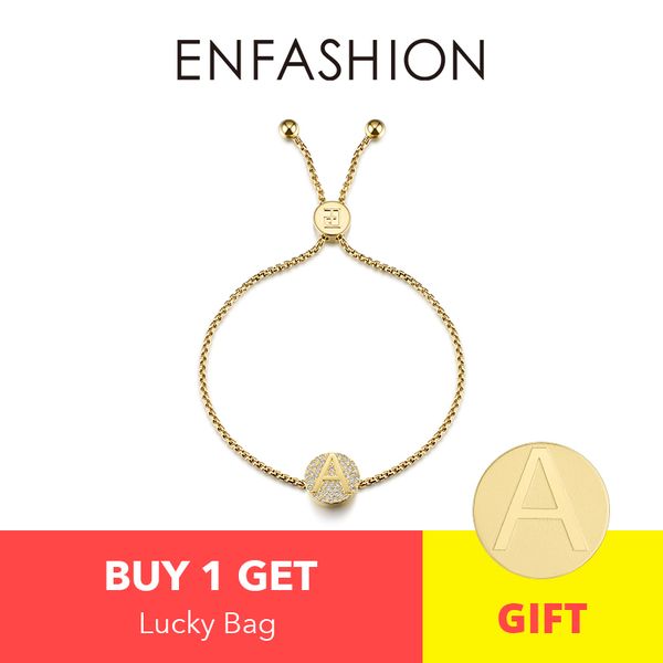 

enfashion initial letter screw charm bracelets gold color stainless steel trendy letter chain for women fashion jewelry 188004, Golden;silver