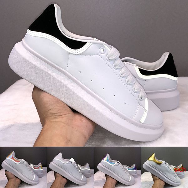 

2019 exciting men women designer shoes black white reflective leather sneakers girls fashion luxury party casual velvet chaussures