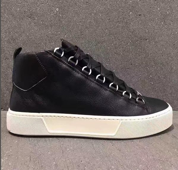 

летние классические мужские кроссовки arena высокие натуральные кожаные туфли arena плоские мода роскошные высокие верхние туфли на шнуровке, Black