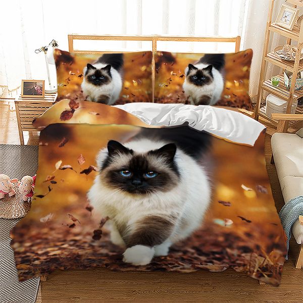 

wensd dropship winter soft comfortable 2/3pc kid bedding set western single double bed 3d cat duvet cover sets ropa de cama