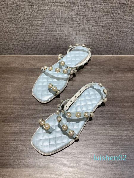 

fashion new style comfortable simple womens shoes pearls students toe clip womens shoes flat sole beach l02, Black