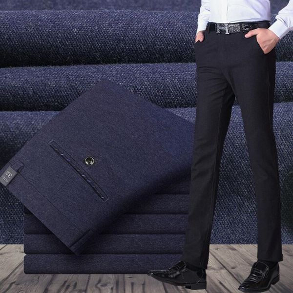 

new autumn and winter men pant classics casual business pant stretch trousers regular straight, Black
