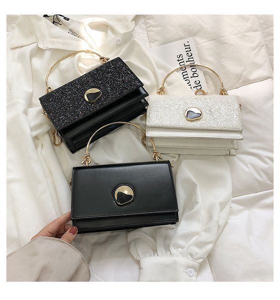 

female 2019 new wave korean version of the wild messenger bag small fashion chain sequin shoulder bag