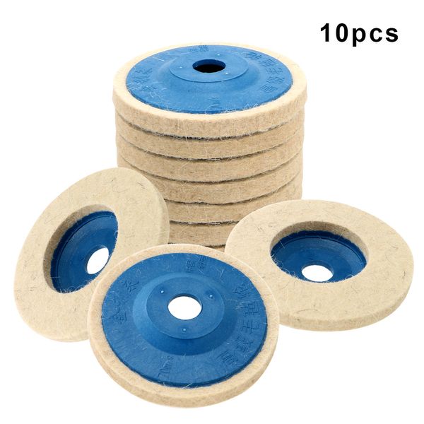 

leepee 10pcs/set buffing angle grinder wheel felt woodworking tools polishing disc pad set 9.5cm wool polishing pads
