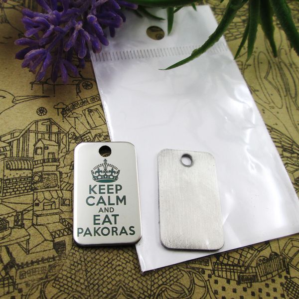 

40pcs--"keep calm and eat pakoras"stainless steel charms more style for choosing diy charms pendants for necklace, Bronze;silver