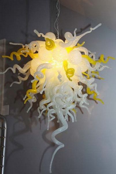 

yellow and white borosilicate lamps contemporary luxury dale chihuly style modern hand blown murano glass chandelier