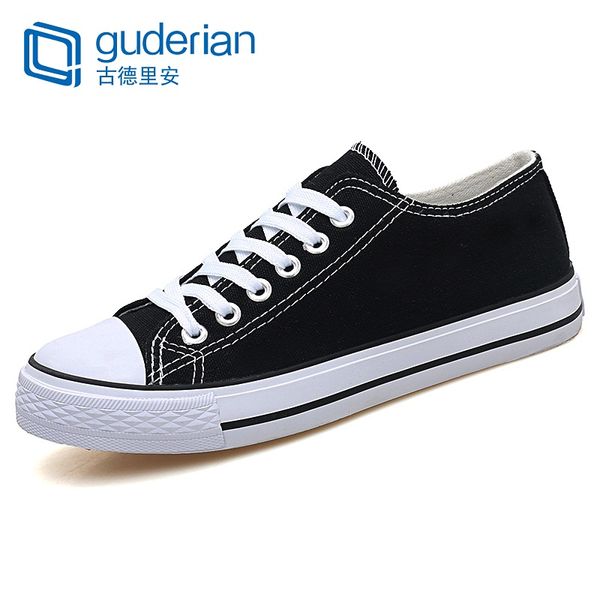 

guderian new 2019 spring summer canvas shoes men low black red white shoes men flat fashion casual couple footwear