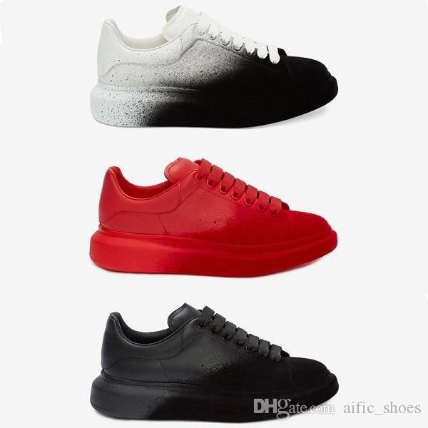 

luxury fashion men women platform oversize sneaker designer shoes velvet spray calfskin leather lace-up trainer men party wedding shoes eu46, Black