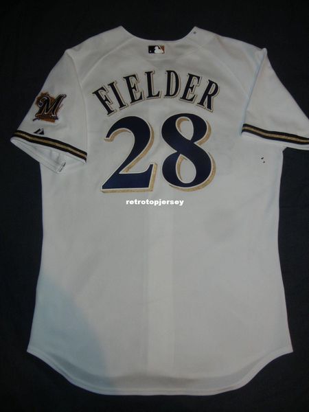 

retro majestic #28 prince fielder milwaukee white jersey braun yount mens stitched baseball jerseys, Black;blue