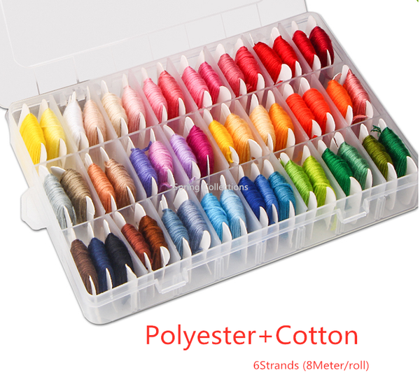 

50colors 6strands embroidery thread with storage box finished winding paper spools diy thread craft, Black;white