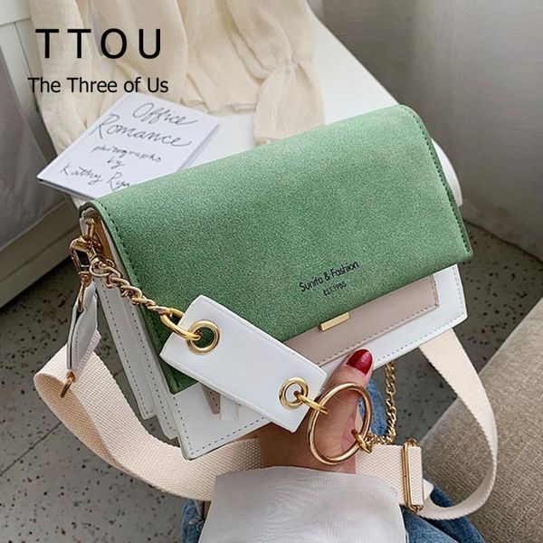 

suede pu leather contrast color crossbody bags for women chain messenger shoulder bag ladies purses and handbags crossbody bag