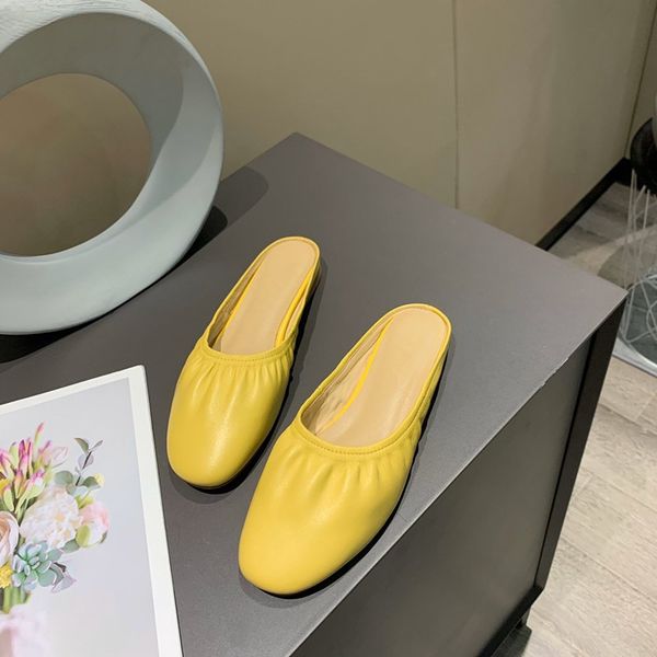 

new brand british style single soft solid slipper causal genuine real leather flat slipper fashionable comfortable soft sole, Black