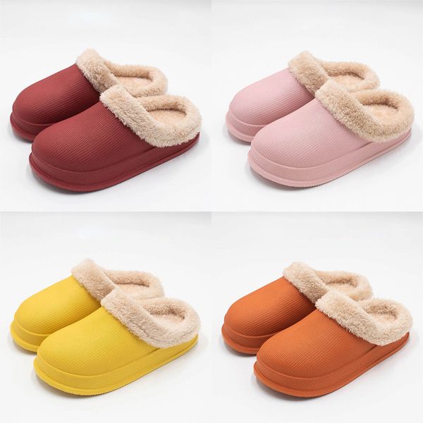 

warm lined slippers home thick bottom non-slip home slippers large size couple indoor women fur ladies shoes, Black